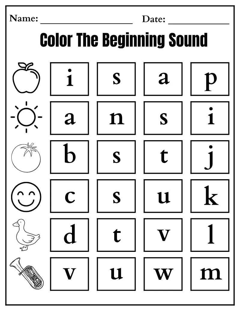 Beginning Sounds 03 — printable worksheet preview