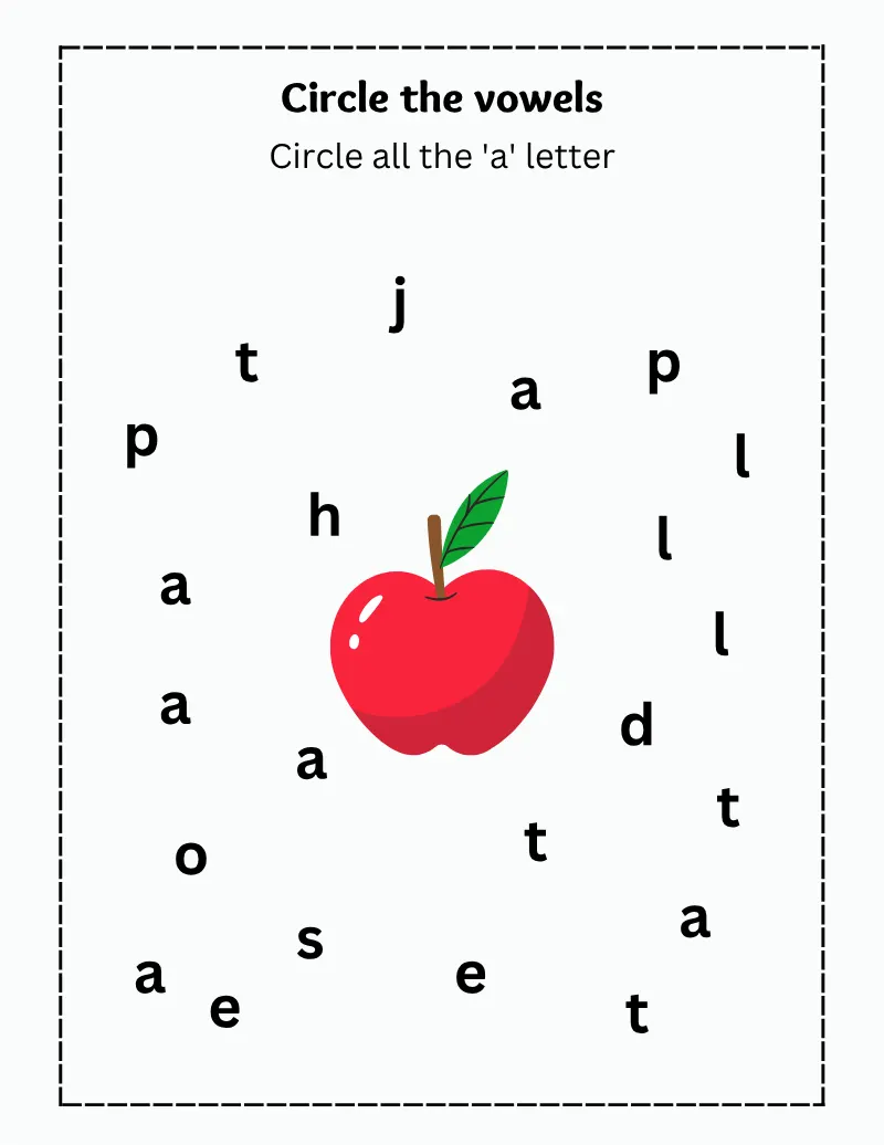 Vowels — printable worksheet preview