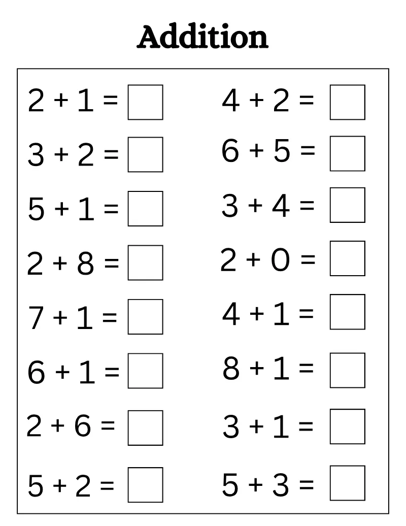 Addition 02 — printable worksheet preview