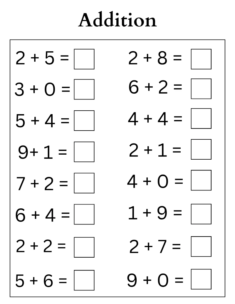 Addition 07 — printable worksheet preview