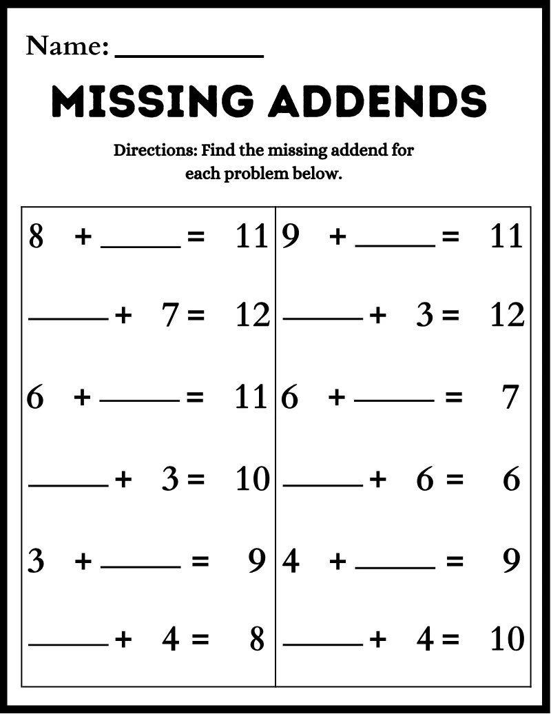 Addition 08 — printable worksheet preview