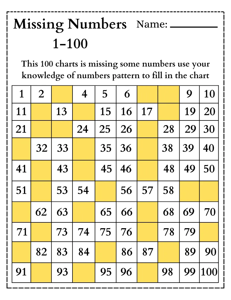 Missing Numbers 02 — printable worksheet preview