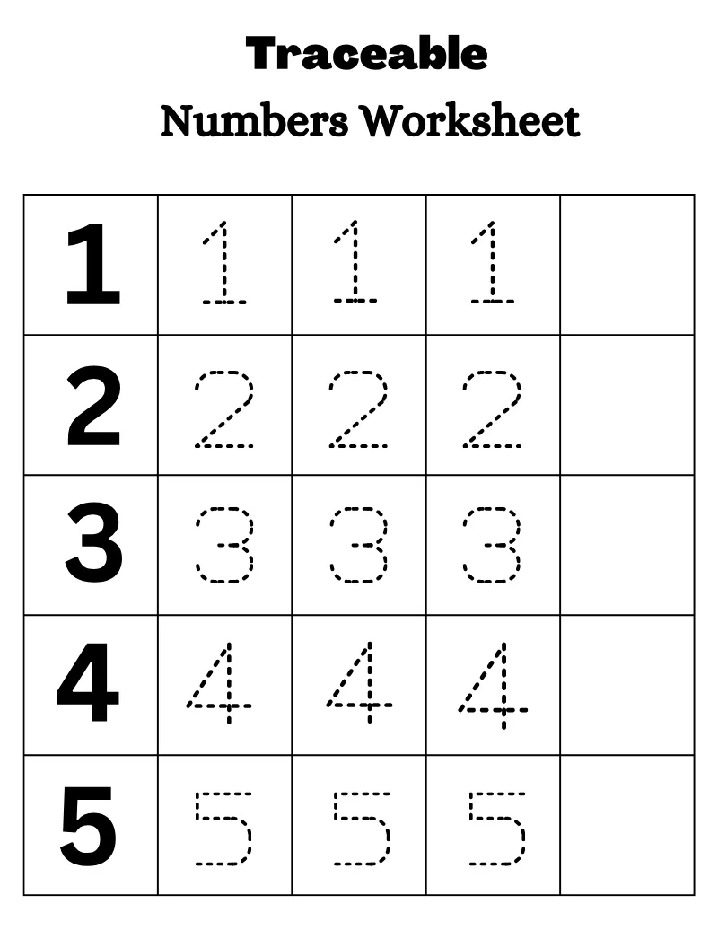 Tracing Numbers 04 — printable worksheet preview