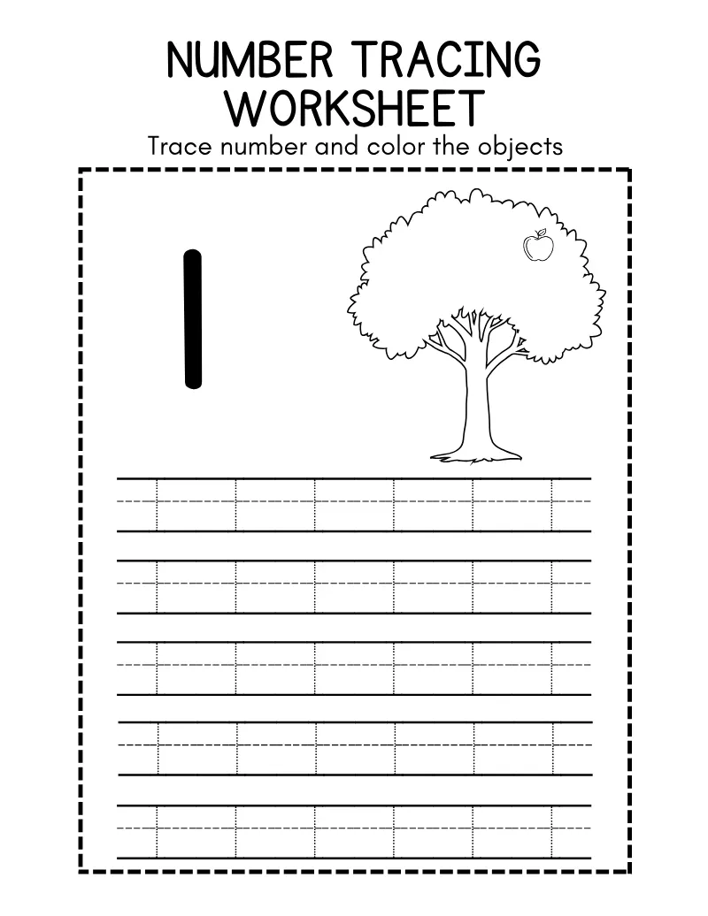 Tracing Numbers 08 — printable worksheet preview